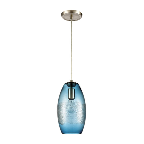 Atlas Ebbtide 6" Aqua Glass Mini Pendant Light - Coastal Elegance in Satin Nickel for Any Room Decor CL11576-BL