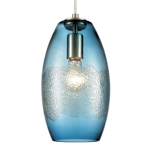 Atlas Ebbtide 6" Aqua Glass Mini Pendant Light - Coastal Elegance in Satin Nickel for Any Room Decor CL11576-BL