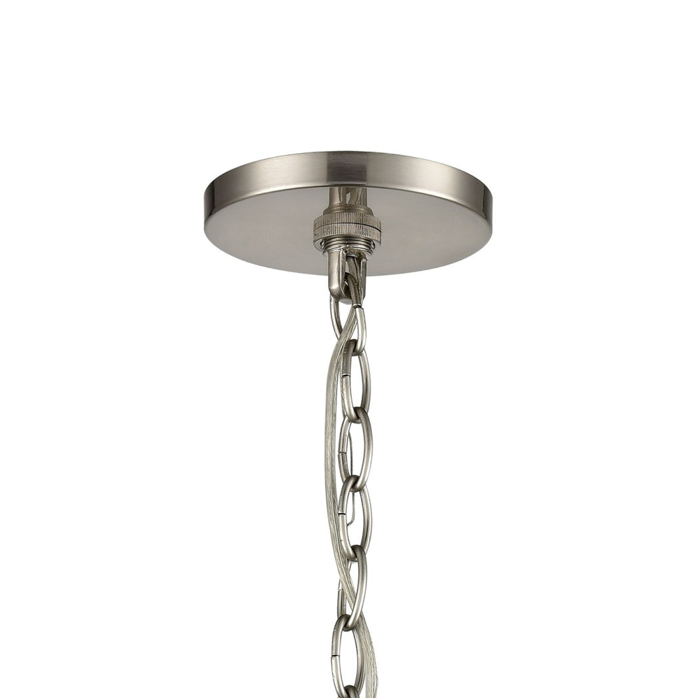 Atlas Ellipsa 7'' Wide Mini Pendant Light - Contemporary Satin Nickel with Elegant Blue Glass Shade CL11578-BL
