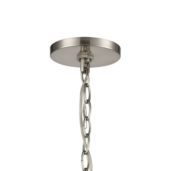 Atlas Ellipsa 7'' Wide Mini Pendant Light - Contemporary Satin Nickel with Elegant Blue Glass Shade CL11578-BL