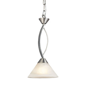 Atlas Elysburg 7" Wide Mini Pendant Light - Satin Nickel & White Swirl Glass for Modern Interiors CL11579-NK