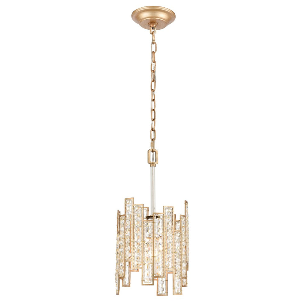 Atlas Equilibrium Mini Pendant - 8" Wide Matte Gold Lighting Fixture with Glass Beads & Crystals CL11580-GD