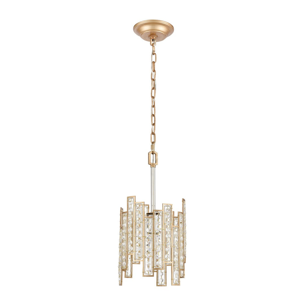 Atlas Equilibrium Mini Pendant - 8" Wide Matte Gold Lighting Fixture with Glass Beads & Crystals CL11580-GD