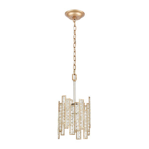 Atlas Equilibrium Mini Pendant - 8" Wide Matte Gold Lighting Fixture with Glass Beads & Crystals CL11580-GD