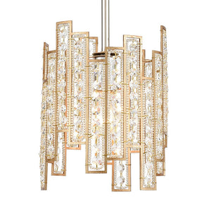Atlas Equilibrium Mini Pendant - 8" Wide Matte Gold Lighting Fixture with Glass Beads & Crystals CL11580-GD