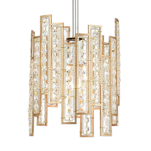 Atlas Equilibrium Mini Pendant - 8" Wide Matte Gold Lighting Fixture with Glass Beads & Crystals CL11580-GD