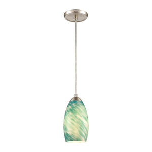 Atlas Evening Sky Mini Pendant - 5'' Wide Blue Cloud Glass Fixture in Satin Nickel for Stylish Spaces CL11582-GN