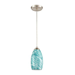Atlas Evening Sky Mini Pendant - 5'' Wide Blue Cloud Glass Fixture in Satin Nickel for Stylish Spaces CL11582-GN