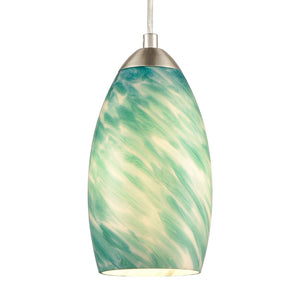 Atlas Evening Sky Mini Pendant - 5'' Wide Blue Cloud Glass Fixture in Satin Nickel for Stylish Spaces CL11582-GN