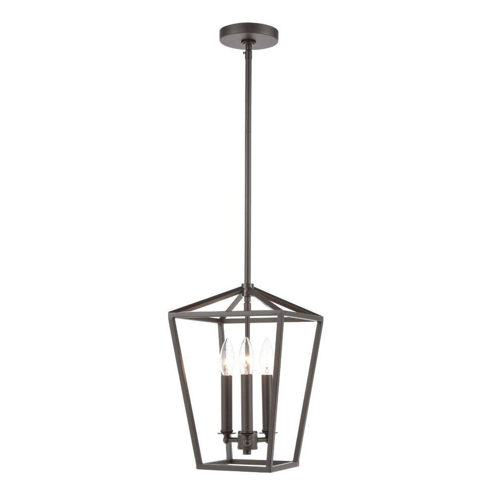 Atlas Fairfax 9" Wide 3-Light Mini Pendant - Modern Farmhouse Style in Oil Rubbed Bronze & Satin Nickel Accents CL11583-BZ
