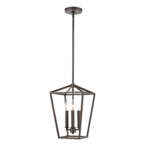 Atlas Fairfax 9" Wide 3-Light Mini Pendant - Modern Farmhouse Style in Oil Rubbed Bronze & Satin Nickel Accents CL11583-BZ