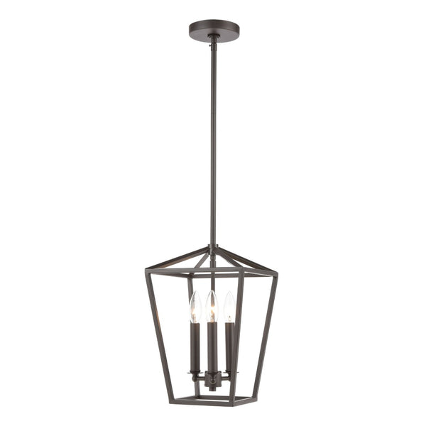 Atlas Fairfax 9" Wide 3-Light Mini Pendant - Modern Farmhouse Style in Oil Rubbed Bronze & Satin Nickel Accents CL11583-BZ