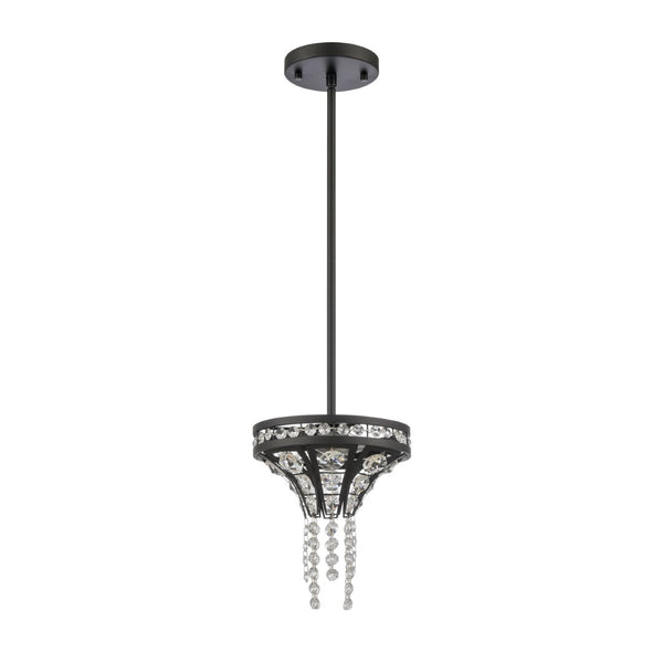 Atlas Fantania 8" Wide 2-Light Mini Pendant - Modern Crystal Pendant for Stylish Home Illumination Matte Black CL11584-BK