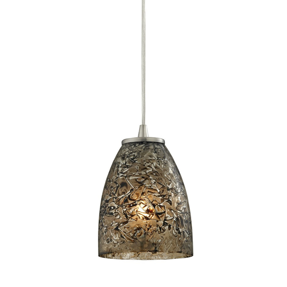 Atlas Fissure 5'' Wide 1-Light Pendant - Unique Hand-Blown Glass with Satin Nickel for Modern Spaces CL11586-GY