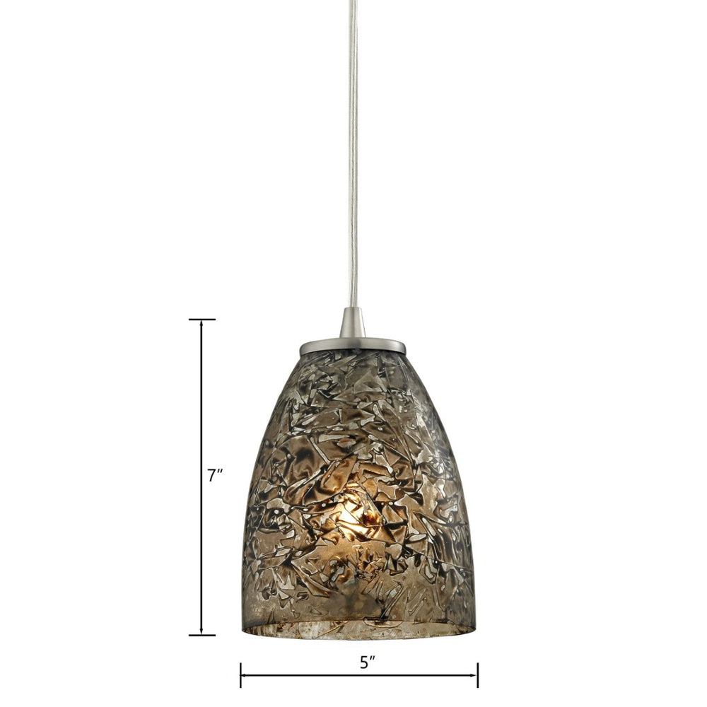 Atlas Fissure 5'' Wide 1-Light Pendant - Unique Hand-Blown Glass with Satin Nickel for Modern Spaces CL11586-GY