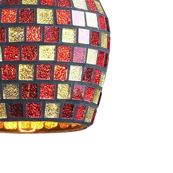 Atlas Fusion 5" Wide 1-Light Mini Pendant - Vibrant Multicolor Mosaic Artistry with Satin Nickel Finish CL11591-RD