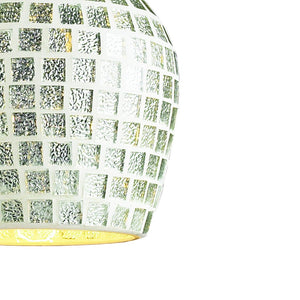 Atlas Fusion 5'' Wide 1-Light Pendant - Modern Satin Nickel with Shimmering Silver Mosaic Glass Design CL11591-SV