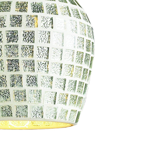 Atlas Fusion 5'' Wide 1-Light Pendant - Modern Satin Nickel with Shimmering Silver Mosaic Glass Design CL11591-SV