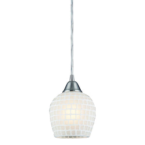 Atlas Fusion 5'' Wide 1-Light Pendant - Elegant Glass Mosaic Design for Modern Home Ambiance & Style Satin Nickel with White Mosaic CL11591-WH