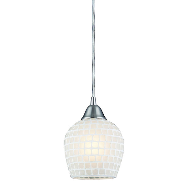 Atlas Fusion 5'' Wide 1-Light Pendant - Elegant Glass Mosaic Design for Modern Home Ambiance & Style Satin Nickel with White Mosaic CL11591-WH
