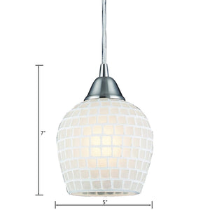 Atlas Fusion 5'' Wide 1-Light Pendant - Elegant Glass Mosaic Design for Modern Home Ambiance & Style Satin Nickel with White Mosaic CL11591-WH