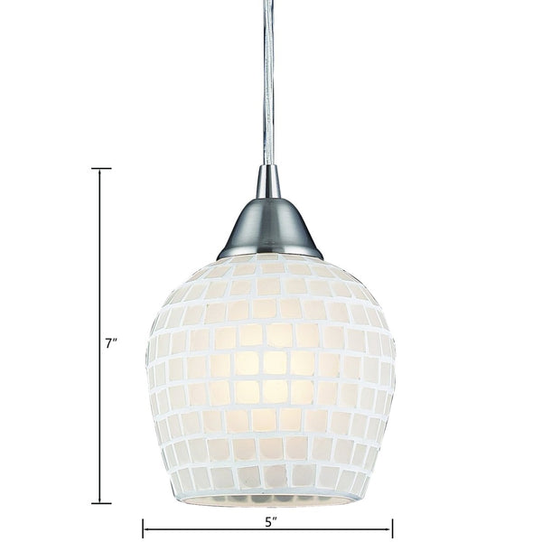 Atlas Fusion 5'' Wide 1-Light Pendant - Elegant Glass Mosaic Design for Modern Home Ambiance & Style Satin Nickel with White Mosaic CL11591-WH