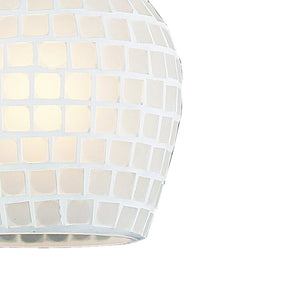 Atlas Fusion 5'' Wide 1-Light Pendant - Elegant Glass Mosaic Design for Modern Home Ambiance & Style Satin Nickel with White Mosaic CL11591-WH