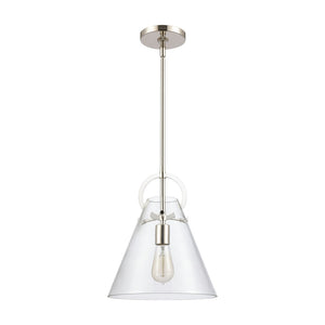 Atlas Gabby 11" Wide 1-Light Mini Pendant - Modern Conical Glass Shade with Sculptural Metalwork Design Polished Nickel CL11592-NK