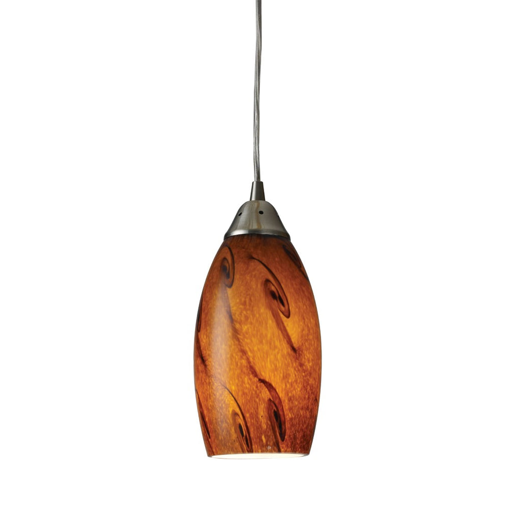 Atlas Galaxy Artisan 5'' Wide 1-Light Pendant - Hand-Blown Glass with Satin Nickel Finish for Warm Glow CL11593-BN