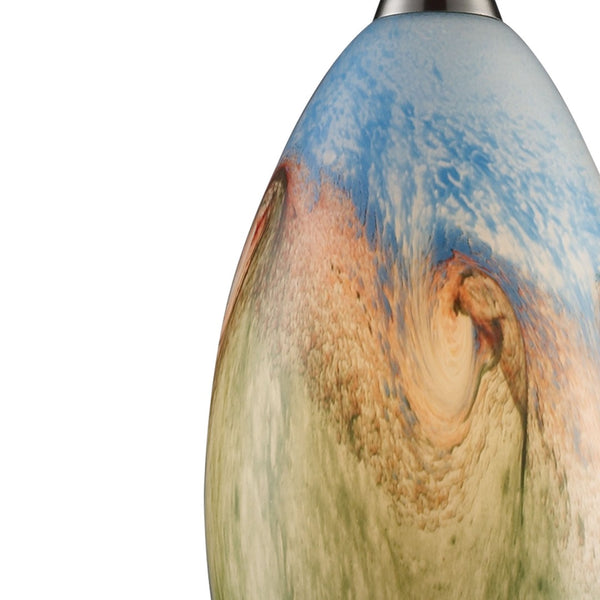 Atlas Geologic Hand-Blown Glass 1-Light Pendant in Satin Nickel - Unique Multicolor Design, Artisanal Charm CL11596-MU