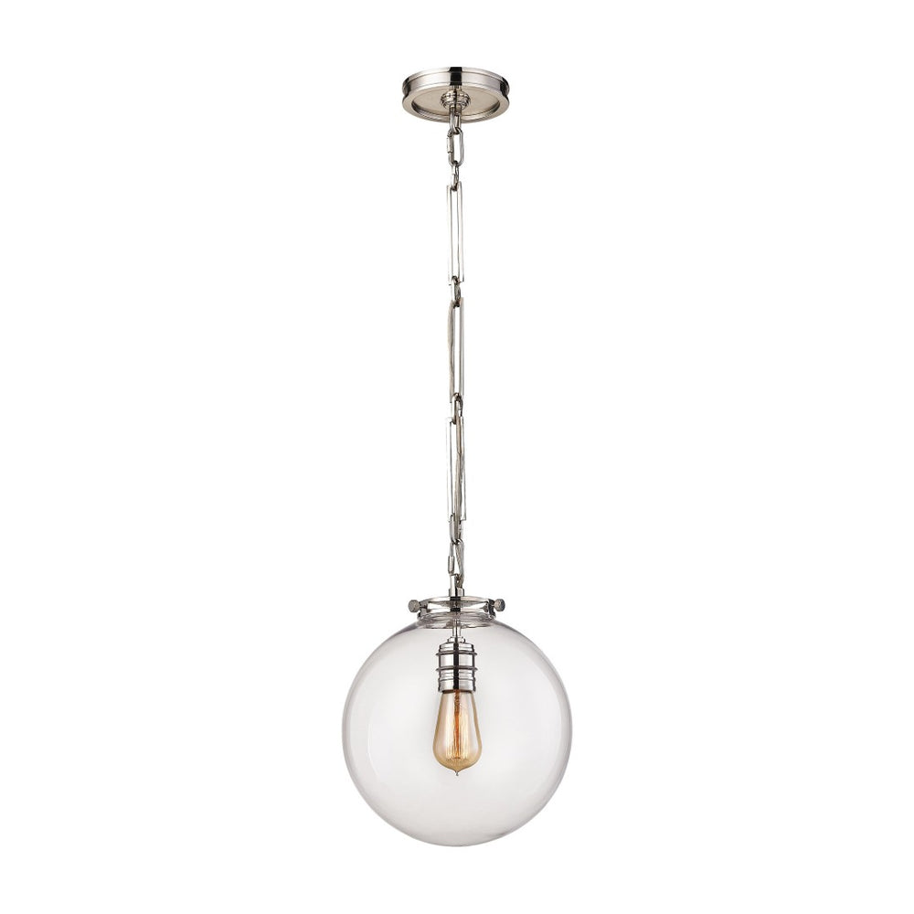 Atlas Gramercy 1-Light Mini Pendant - Polished Nickel, Elegant Glass Design for Kitchen & Entryway Spaces CL11598-NK
