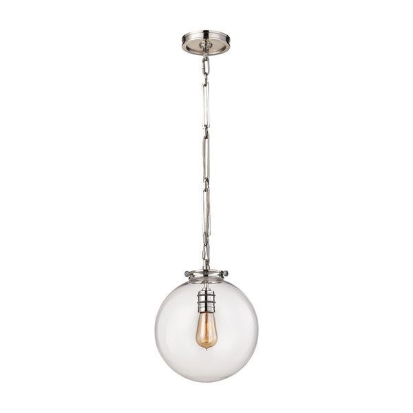 Atlas Gramercy 1-Light Mini Pendant - Polished Nickel, Elegant Glass Design for Kitchen & Entryway Spaces CL11598-NK