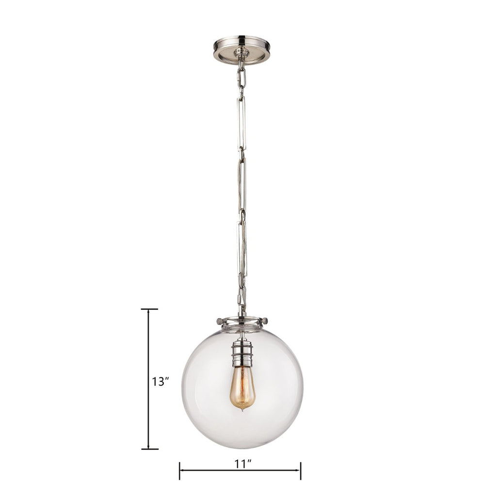 Atlas Gramercy 1-Light Mini Pendant - Polished Nickel, Elegant Glass Design for Kitchen & Entryway Spaces CL11598-NK