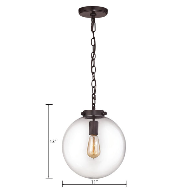 Atlas Gramercy 11" Wide Mini Pendant Light - Adjustable Oil Rubbed Bronze Fixture for Elegant Spaces CL11599-BZ