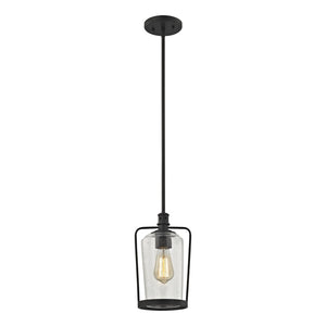 Atlas Hamel 7" Wide Mini Pendant Light - Vintage Oil Rubbed Bronze with Tapered Seeded Glass Shade CL11601-BZ