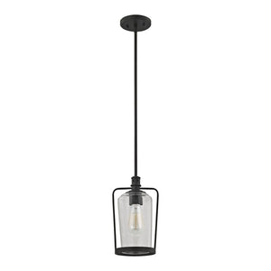 Atlas Hamel 7" Wide Mini Pendant Light - Vintage Oil Rubbed Bronze with Tapered Seeded Glass Shade CL11601-BZ
