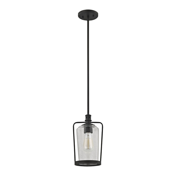 Atlas Hamel 7" Wide Mini Pendant Light - Vintage Oil Rubbed Bronze with Tapered Seeded Glass Shade CL11601-BZ