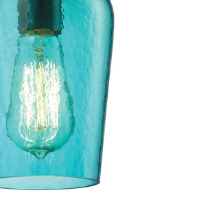 Atlas Hammered Glass Pendant Light – Elegant Aqua Shade with Textured Finish for Modern Indoor Spaces Oil Rubbed Bronze with Aqua CL11602-BL