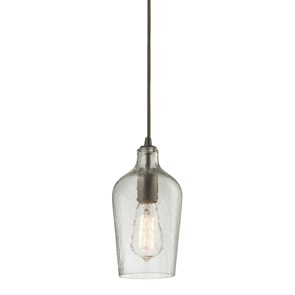 Atlas Hammered Glass 5-Inch Wide Pendant Light - Elegant Oil Rubbed Bronze & Clear Glass for Any Space CL11602-CL