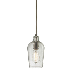 Atlas Hammered Glass 5-Inch Wide Pendant Light - Elegant Oil Rubbed Bronze & Clear Glass for Any Space CL11602-CL