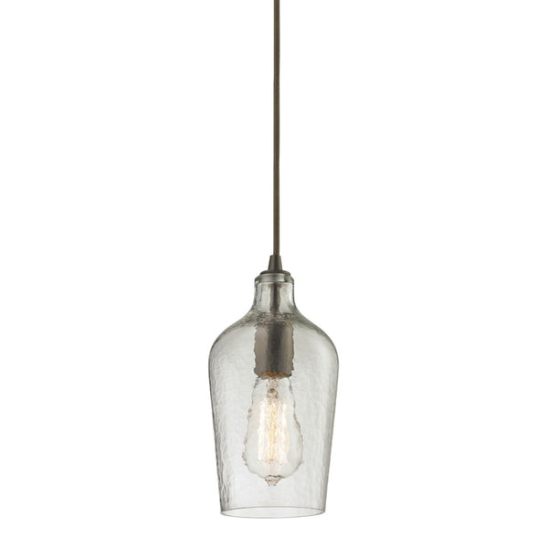 Atlas Hammered Glass 5-Inch Wide Pendant Light - Elegant Oil Rubbed Bronze & Clear Glass for Any Space CL11602-CL