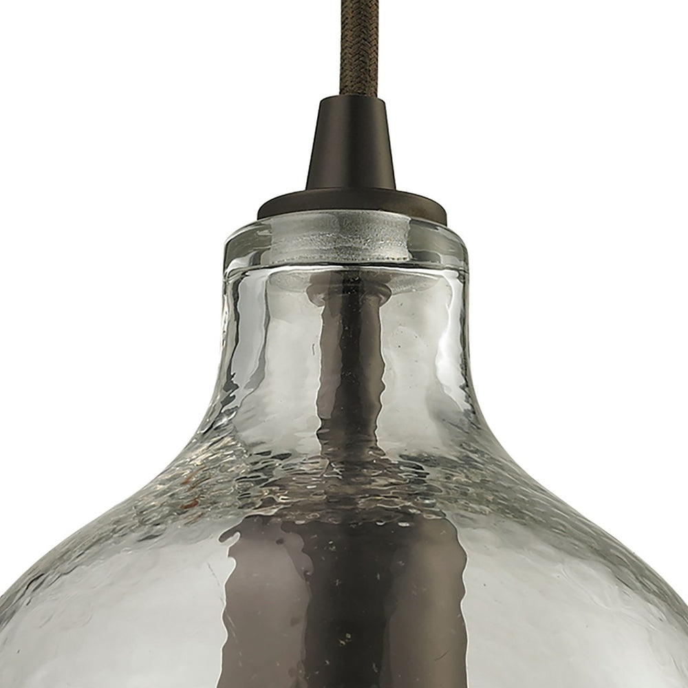 Atlas Hammered Glass 5-Inch Wide Pendant Light - Elegant Oil Rubbed Bronze & Clear Glass for Any Space CL11602-CL