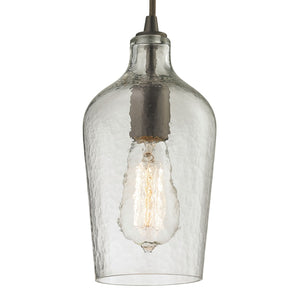 Atlas Hammered Glass 5-Inch Wide Pendant Light - Elegant Oil Rubbed Bronze & Clear Glass for Any Space CL11602-CL