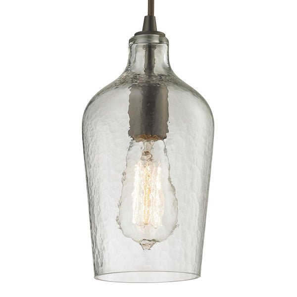Atlas Hammered Glass 5-Inch Wide Pendant Light - Elegant Oil Rubbed Bronze & Clear Glass for Any Space CL11602-CL