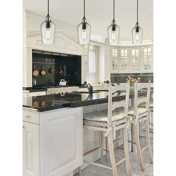 Atlas Hammered Glass 5-Inch Wide Pendant Light - Elegant Oil Rubbed Bronze & Clear Glass for Any Space CL11602-CL