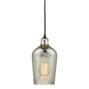 Atlas Hammered Glass Pendant Light – Elegant Aqua Shade with Textured Finish for Modern Indoor Spaces Oil Rubbed Bronze with Silver CL11602-SV