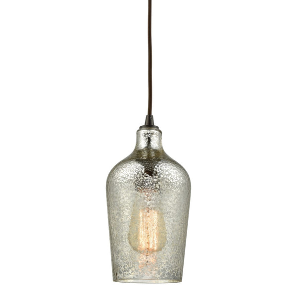 Atlas Hammered Glass Pendant Light – Elegant Aqua Shade with Textured Finish for Modern Indoor Spaces Oil Rubbed Bronze with Silver CL11602-SV