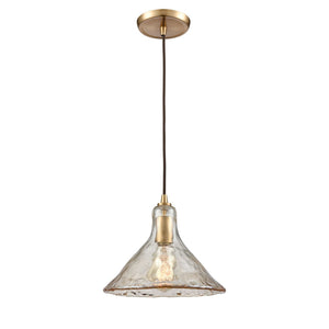 Atlas Hand Formed Glass 10'' Wide Mini Pendant Light - Artisanal Design with Craftsman Metal Detailing Satin Brass CL11603-BS