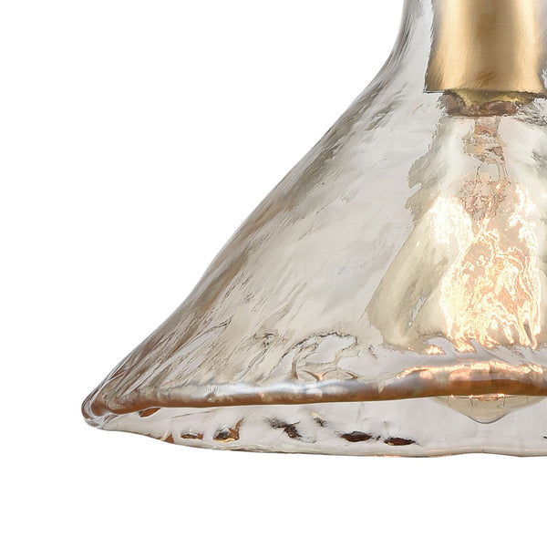 Atlas Hand Formed Glass 10'' Wide Mini Pendant Light - Artisanal Design with Craftsman Metal Detailing Satin Brass CL11603-BS