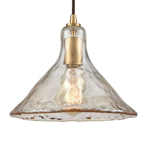 Atlas Hand Formed Glass 10'' Wide Mini Pendant Light - Artisanal Design with Craftsman Metal Detailing Satin Brass CL11603-BS